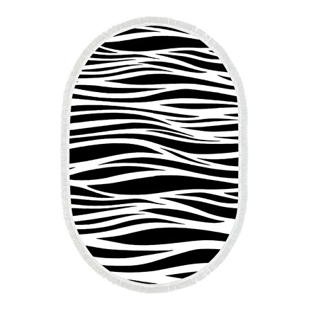 Alanur Yıldız Kaymaz Deri Tabanlı Saçaklı Dijital Halı Oval