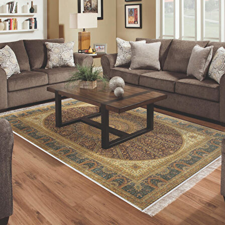 Alanur Yıldız Kaymaz Deri Tabanlı Saçaklı Dijital Halı