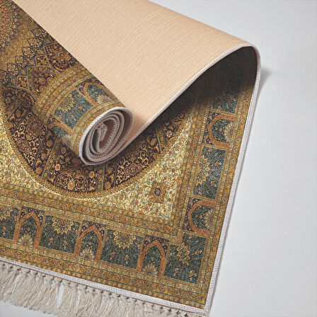 Alanur Yıldız Kaymaz Deri Tabanlı Saçaklı Dijital Halı