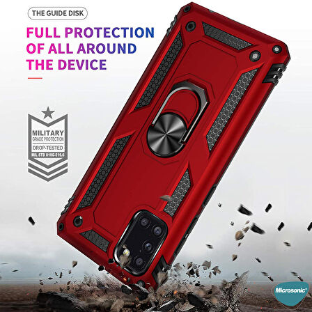 Microsonic Samsung Galaxy A31 Kılıf Military Ring Holder Siyah