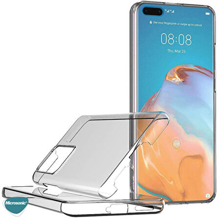 Microsonic Huawei P40 Pro Kılıf 6 tarafı tam full koruma 360 Clear Soft Şeffaf