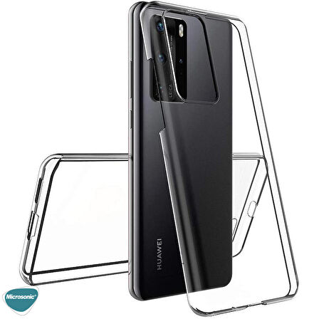 Microsonic Huawei P40 Pro Kılıf 6 tarafı tam full koruma 360 Clear Soft Şeffaf