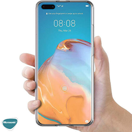 Microsonic Huawei P40 Pro Kılıf 6 tarafı tam full koruma 360 Clear Soft Şeffaf