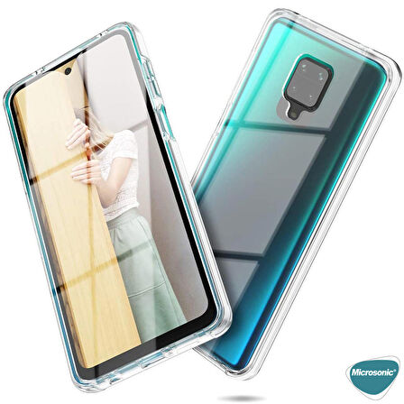 Microsonic Xiaomi Redmi Note 9S Kılıf 6 tarafı tam full koruma 360 Clear Soft Şeffaf