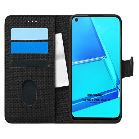 Microsonic Oppo A72 Kılıf Fabric Book Wallet Siyah