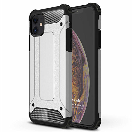 Microsonic Apple iPhone 12 Kılıf Rugged Armor Gümüş