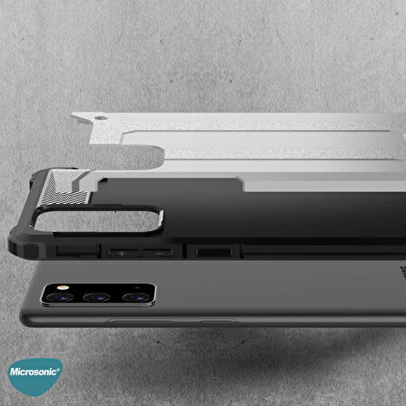 Microsonic Samsung Galaxy Note 20 Kılıf Rugged Armor Gümüş