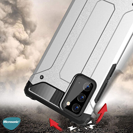 Microsonic Samsung Galaxy Note 20 Kılıf Rugged Armor Mavi