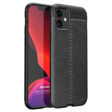 Microsonic Apple iPhone 12 Mini Kılıf Deri Dokulu Silikon Siyah