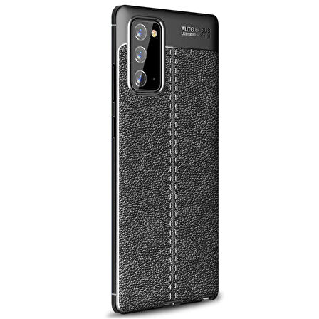 Microsonic Samsung Galaxy Note 20 Kılıf Deri Dokulu Silikon Siyah
