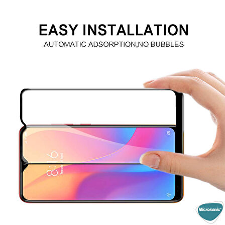 Microsonic Xiaomi Redmi 9C Tam Kaplayan Temperli Cam Ekran Koruyucu Siyah