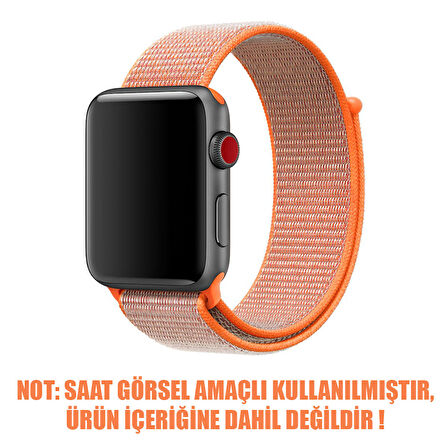 Microsonic Apple Watch SE 40mm Hasırlı Kordon Woven Sport Loop Turuncu
