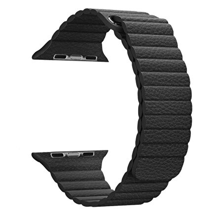 Microsonic Apple Watch Series 6 40mm Twist Leather Loop Kordon Siyah