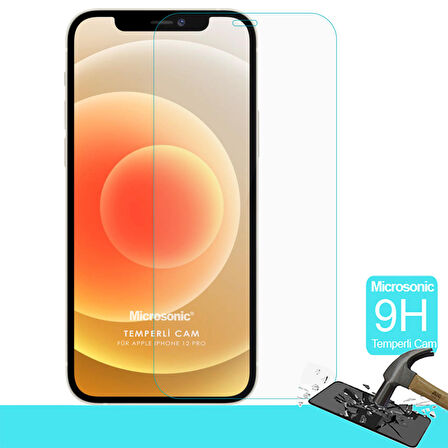 Microsonic Apple Uyumlu iPhone 12 Pro Tempered Glass Screen Protector