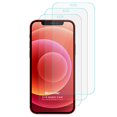 Microsonic Apple Uyumlu iPhone 12 Mini Screen Protector Nano Glass (3 Pack)