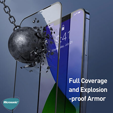 Microsonic Apple Uyumlu iPhone 12 Pro Max Tam Kaplayan Temperli Cam Ekran Koruyucu Siyah