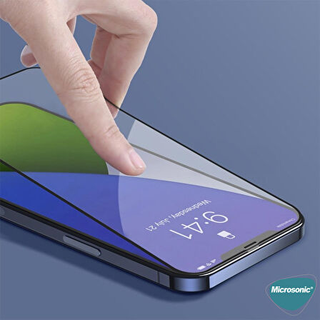 Microsonic Apple Uyumlu iPhone 12 Pro Tam Kaplayan Temperli Cam Ekran Koruyucu Siyah