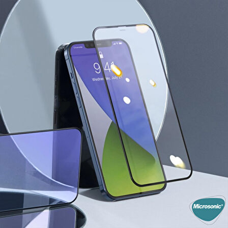 Microsonic Apple Uyumlu iPhone 12 Pro Tam Kaplayan Temperli Cam Ekran Koruyucu Siyah