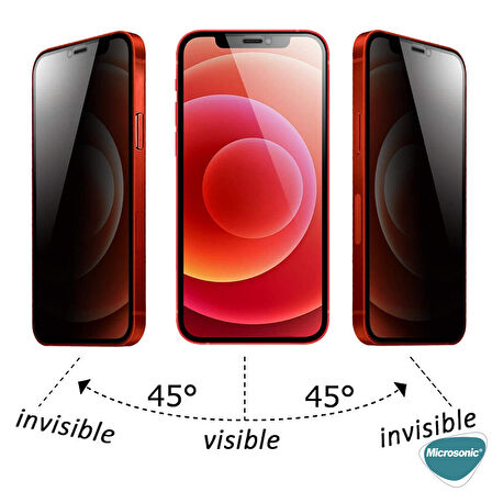 Microsonic Apple Uyumlu iPhone 12 Mini Privacy 5D Gizlilik Filtreli Cam Ekran Koruyucu Siyah