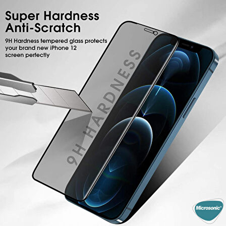 Microsonic Apple Uyumlu iPhone 12 Mini Privacy 5D Gizlilik Filtreli Cam Ekran Koruyucu Siyah