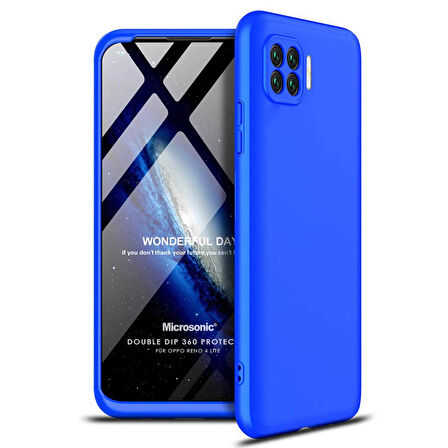 Microsonic Oppo Reno 4 Lite Kılıf Double Dip 360 Protective Mavi