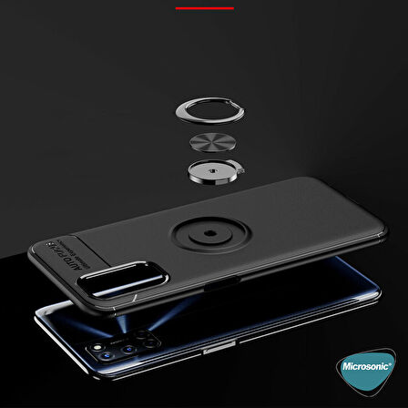 Microsonic Oppo A92 Kılıf Kickstand Ring Holder Lacivert