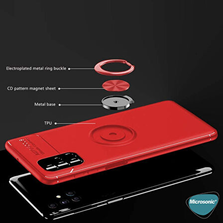 Microsonic Samsung Galaxy M51 Kılıf Kickstand Ring Holder Siyah