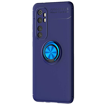 Microsonic Xiaomi Mi Note 10 Lite Kılıf Kickstand Ring Holder Lacivert
