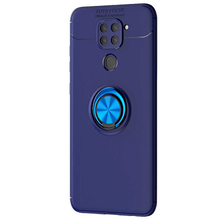 Microsonic Xiaomi Redmi Note 9 Kılıf Kickstand Ring Holder Lacivert