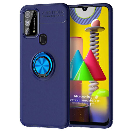 Microsonic Samsung Galaxy M31 Kılıf Kickstand Ring Holder Lacivert
