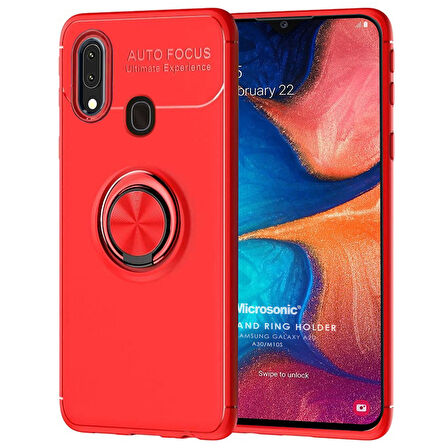 Microsonic Samsung Galaxy A30 Kılıf Kickstand Ring Holder Kırmızı