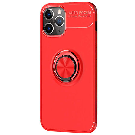 Microsonic Apple iPhone 11 Pro Max Kılıf Kickstand Ring Holder Kırmızı