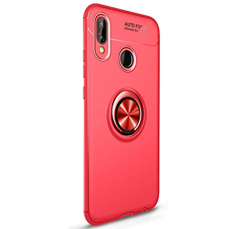 Microsonic Huawei P20 Lite Kılıf Kickstand Ring Holder Kırmızı