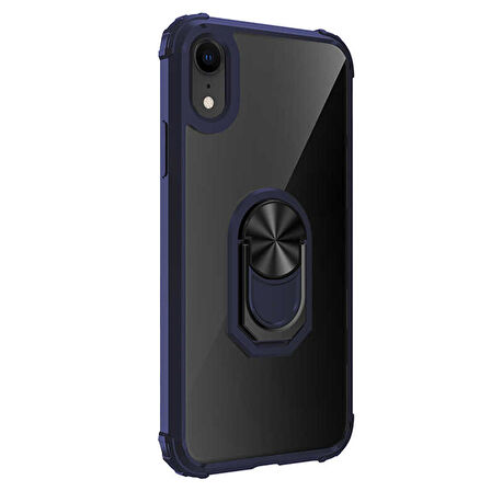 Microsonic Apple iPhone XR Kılıf Grande Clear Ring Holder Lacivert