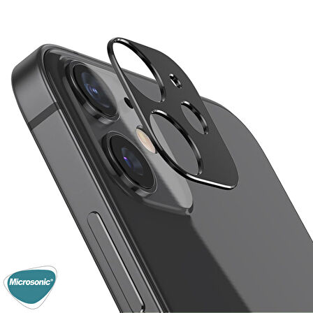Microsonic Apple Uyumlu iPhone 12 Kamera Lens Koruma Camı V2 Siyah