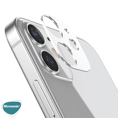 Microsonic Apple Uyumlu iPhone 12 Mini Kamera Lens Koruma Camı V2 Beyaz