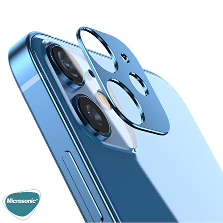 Microsonic Apple Uyumlu iPhone 12 Mini Kamera Lens Koruma Camı V2 Mavi