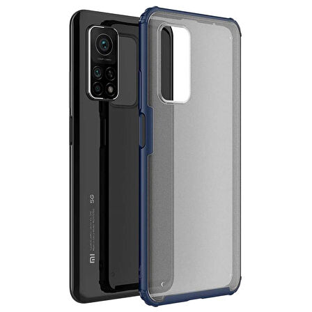 Microsonic Xiaomi Mi 10T Kılıf Frosted Frame Lacivert
