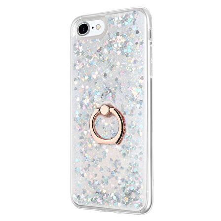 Microsonic Apple iPhone 7 Kılıf Glitter Liquid Holder Gümüş