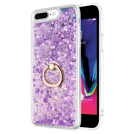 Microsonic Apple iPhone 8 Plus Kılıf Glitter Liquid Holder Mor