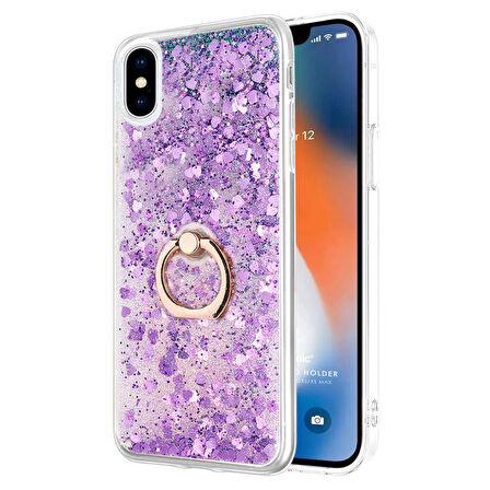 Microsonic Apple iPhone XS Max Kılıf Glitter Liquid Holder Mor