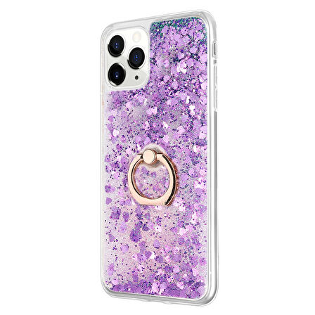 Microsonic Apple iPhone 11 Pro Kılıf Glitter Liquid Holder Mor