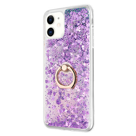 Microsonic Apple iPhone 12 Kılıf Glitter Liquid Holder Mor