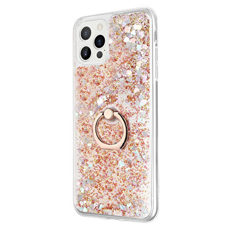 Microsonic Apple iPhone 12 Pro Max Kılıf Glitter Liquid Holder Gold