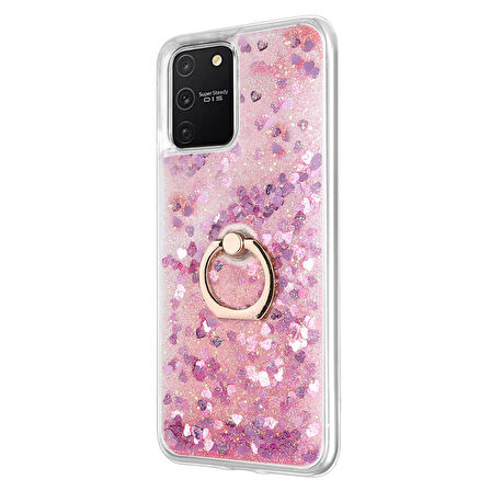 Microsonic Samsung Galaxy A91 Kılıf Glitter Liquid Holder Pembe