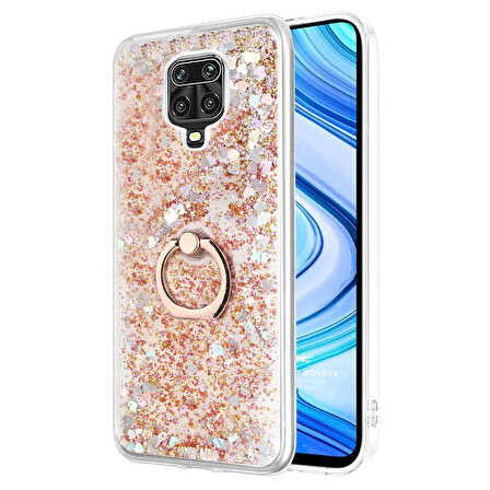 Microsonic Xiaomi Redmi Note 9 Pro Kılıf Glitter Liquid Holder Gold
