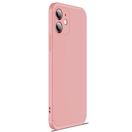 Microsonic Apple iPhone 12 Kılıf Double Dip 360 Protective Rose Gold