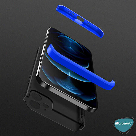 Microsonic Apple iPhone 12 Kılıf Double Dip 360 Protective Siyah Gri