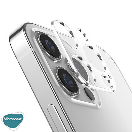 Microsonic Apple Uyumlu iPhone 12 Pro Max Kamera Lens Koruma Camı V2 Beyaz