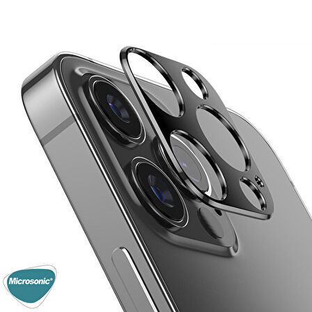 Microsonic Apple Uyumlu iPhone 12 Pro Max Kamera Lens Koruma Camı V2 Siyah